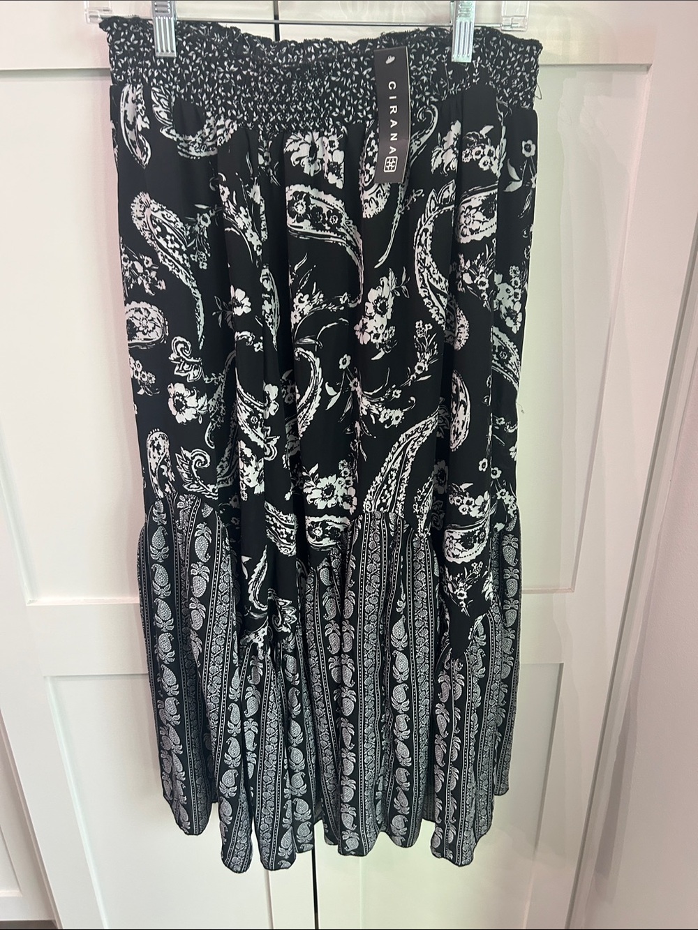 CIRANA Black & White Paisley Maxi Skirt